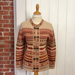 Telluride Clothing Co Nordic Fair Isle Wool Cardigan Sweater European Cottage L